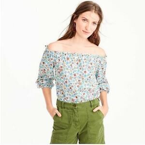 LIBERTY ART FABRICS for J. Crew Floral Off-Shoulder Blouse Size 8